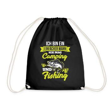 Simple man I like camping and fishing fishing - Drawstring Bag - black - Front