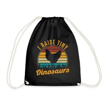 I Raise Tiny Dinosaurs Funny Chicken Gift - Drawstring Bag - black - Front