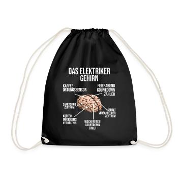 Elektriker Gehirn Elektrotechniker Installateur - Turnbeutel - Schwarz - Vorne