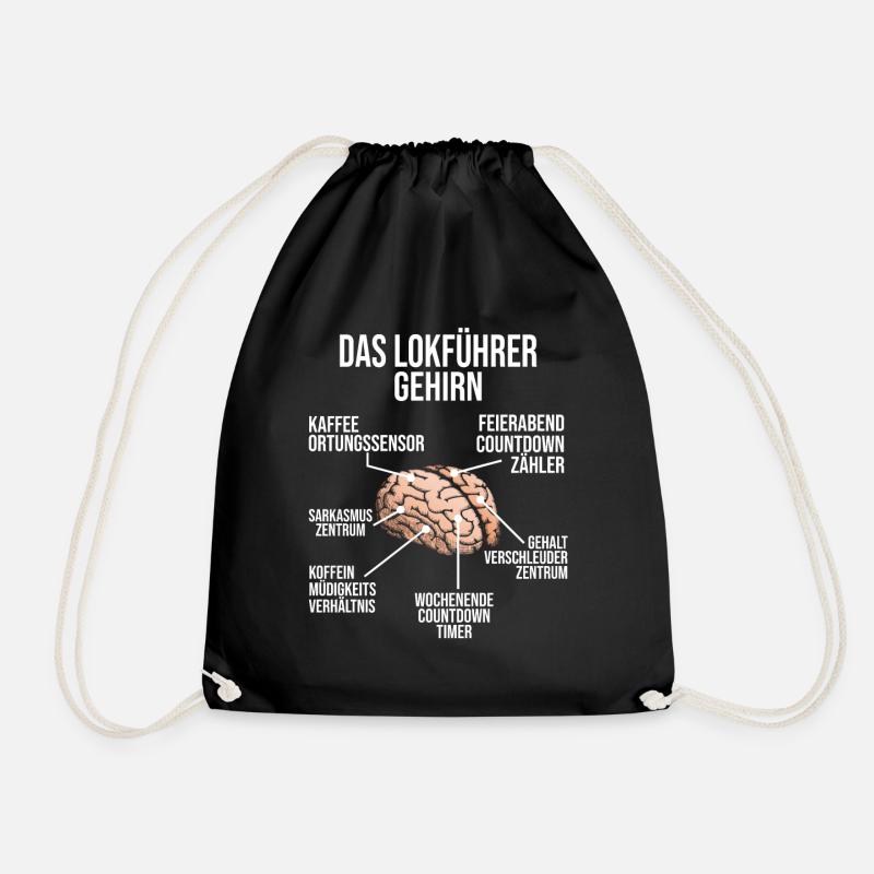 Lokführer Gehirn Zugführer Eisenbahner - Turnbeutel - Schwarz