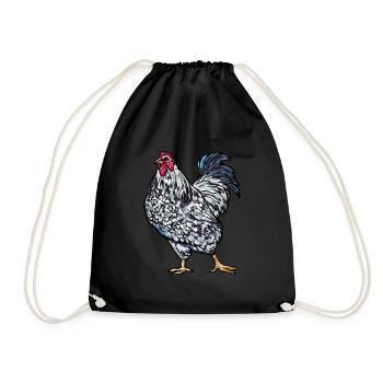 Wyandotten Poulets Type de poules fermiers - Sac de sport léger - noir - Devant