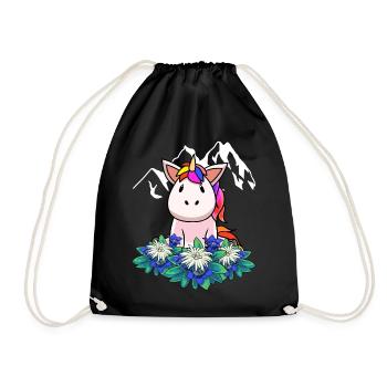Unicorn gentian Edelweiss Alps Switzerland Austria - Drawstring Bag - black - Front