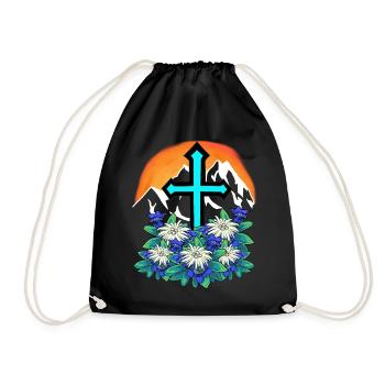 Alps Mountains Mountains Peak Mountain Sports Rock Cross - Drawstring Bag - black - Front