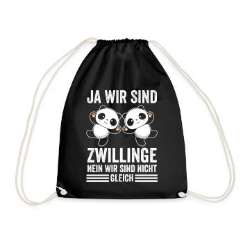 Zwillinge Geschwister Zwilling - Turnbeutel - Schwarz - Vorne