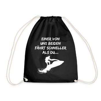 Jetskifahrer Jetski Jet Ski Cooler Spruch Geschenk - Turnbeutel - Schwarz - Vorne