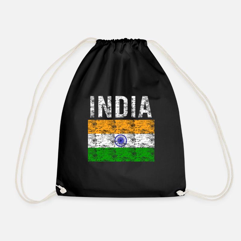 Indien Flagge Vintage - Turnbeutel - Schwarz