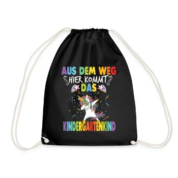 Kita Kindergarten Tagesmutter Einhorn - Turnbeutel - Schwarz - Vorne