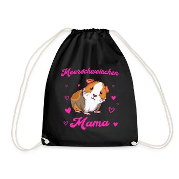 Meerschweinchen Mama Guinea Nagetier Meerschwein - Turnbeutel - Schwarz - Vorne