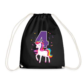 4ème anniversaire fille Licorne 4 ans cadeau - Sac de sport léger - noir - Devant