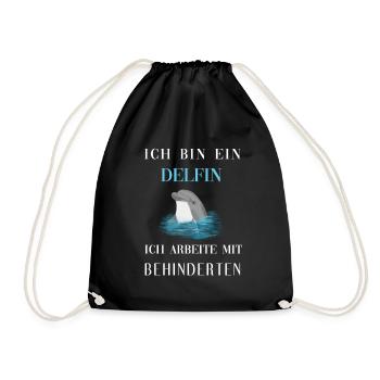 Ich Bin Ein Delfin ich arbeite mit Behinderten - Turnbeutel - Schwarz - Vorne
