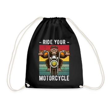 Funny motorcycle saying for motorcyclists! - Drawstring Bag - black - Front