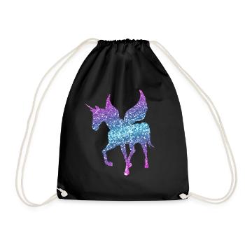 Licorne cadeau fille femmes paillettes Unicorn - Sac de sport léger - noir - Devant