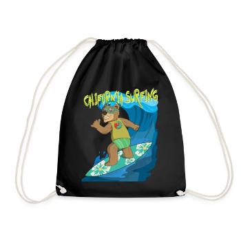 Summer feeling Californian shaka bear surfs the - Turnbeutel - Schwarz - Vorne