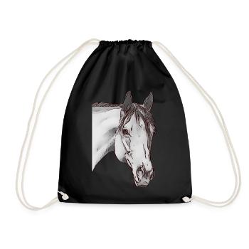 Fille cheval tête d’animaux motif animal - Sac de sport léger - noir - Devant