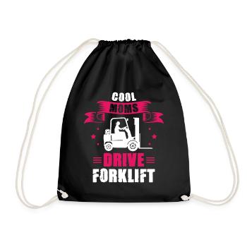 Cool Moms drive Forklift Ladies forklift operator - Drawstring Bag - black - Front