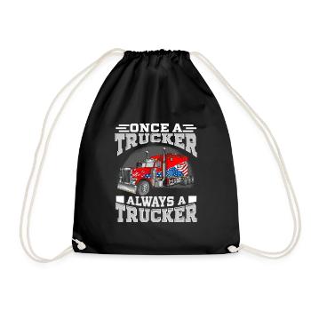Once a Trucker, Always a Trucker - Drawstring Bag - black - Front