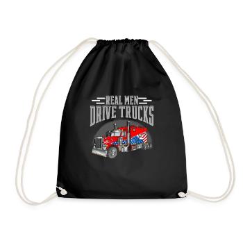 Real men drive trucks. Design for truck drivers - Drawstring Bag - black - Front