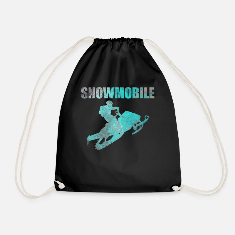 Snowmobile Snowmobile Gift Retro Vintage - Drawstring Bag - black