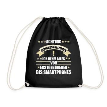 achtung gerichtsvollzieher lustig - Turnbeutel - Schwarz - Vorne