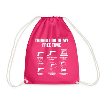 Things in my spare time make sport shooters - Drawstring Bag - fuchsia - Front