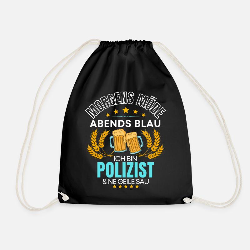 ICH BIN DER POLIZIST DIE GEILE SAU! POLIZEI SPRUCH - Turnbeutel - Schwarz