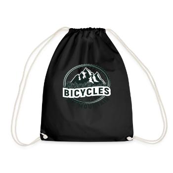 Bicycle Bicycles Biker Retro Bicycle Wheel - Drawstring Bag - black - Front