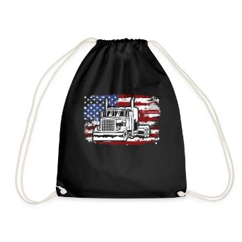 Camion USA Drapeau Chauffeur de camion - Sac de sport léger - noir - Devant