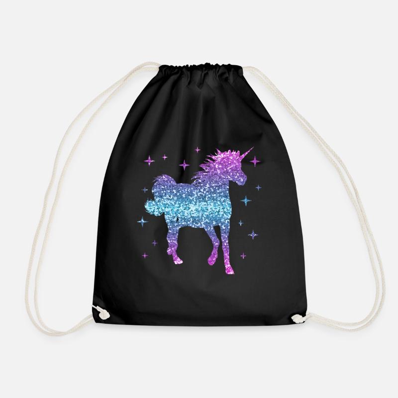 Einhorn Geschenk Mädchen Frauen Glitzer Unicorn - Turnbeutel - Schwarz