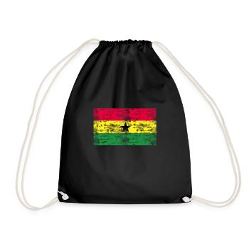Ghana Flag Vintage - Drawstring Bag - black - Front