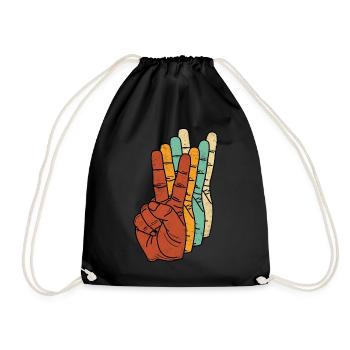 Peace Love Freedom Peace Hand Finger Sign - Drawstring Bag - black - Front