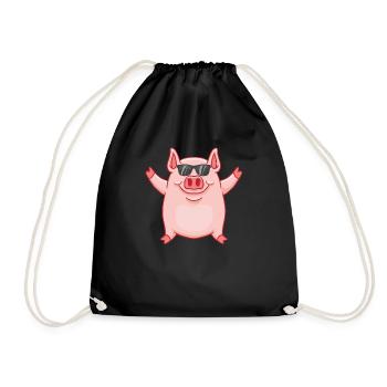Lustiger Schweine Spruch als Geschenk - Turnbeutel - Schwarz - Vorne