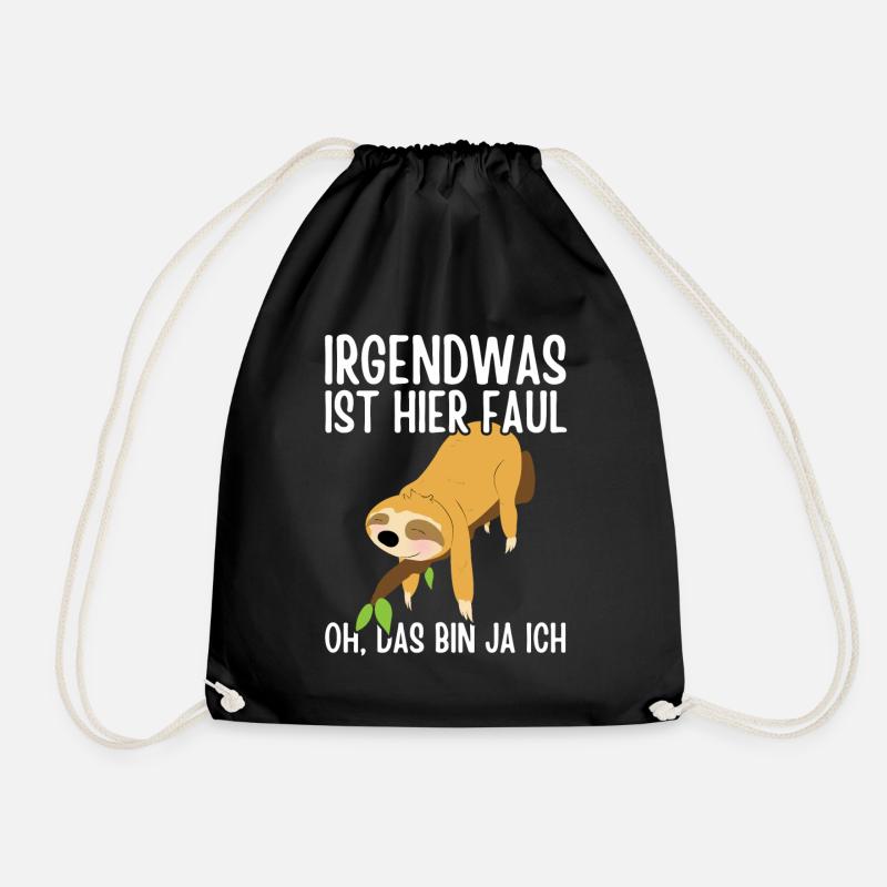 Faultier Sloth Faul Lustiger Spruch chillen schlaf - Turnbeutel - Schwarz