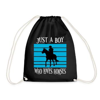 Only a boy who loves horses - Drawstring Bag - black - Front