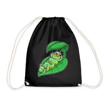 Chenille avec feuille comme parasol - Sac de sport léger - noir - Devant