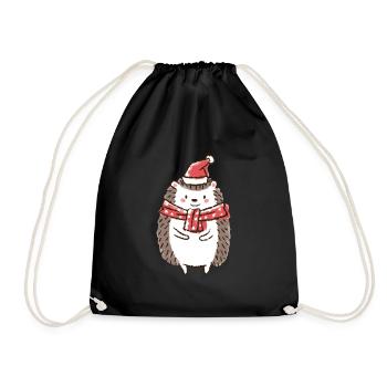 Noël hérissons noël casquette père Noël - Sac de sport léger - noir - Devant