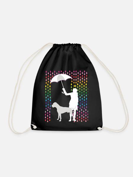 The Boxer - Dogs - Mom protects from colorful rain - Drawstring Bag - black