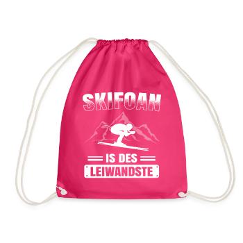 Skifoan Is Des Leiwandste Ski Skifahrer Mundart - Turnbeutel - Fuchsia - Vorne