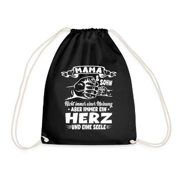 Mama und Sohn Partnerlook Muttertag Geschenkidee - Turnbeutel - Schwarz - Vorne
