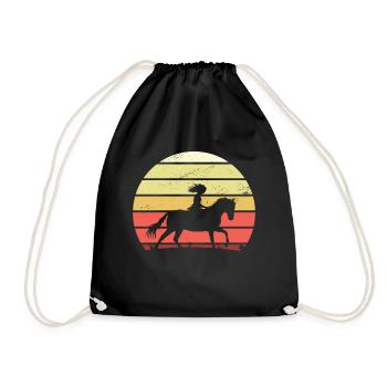 Rétro fille cheval - Sac de sport léger - noir - Devant