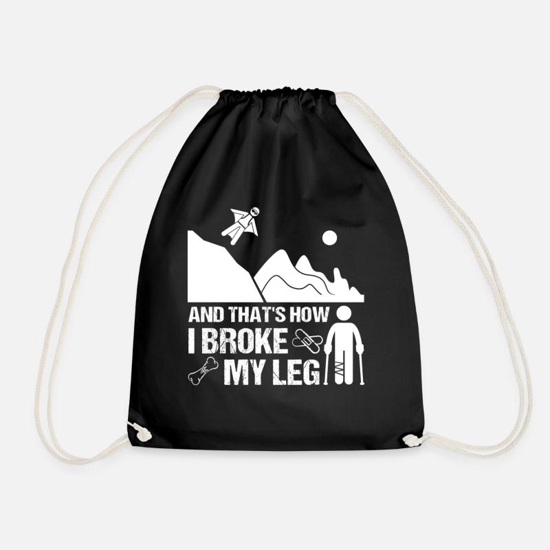 Wingsuit Bein Gebrochen Beinbruch Geschenk Kind - Turnbeutel - Schwarz