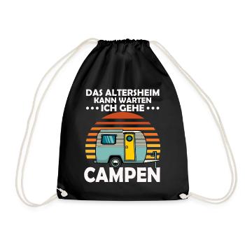 Camping Wohnwagen Urlaub Camper Wohnmobil Camping - Turnbeutel - Schwarz - Vorne