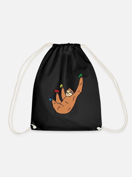 Faultier Klettern Geschenk - Turnbeutel - Schwarz