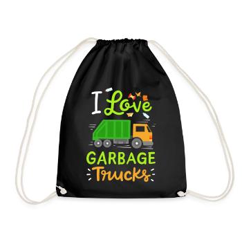 Garbage Truck Garbage Day - Drawstring Bag - black - Front