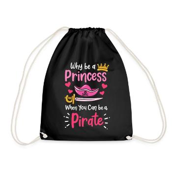 Pirate Pirate Princess Pirate Girl - Drawstring Bag - black - Front