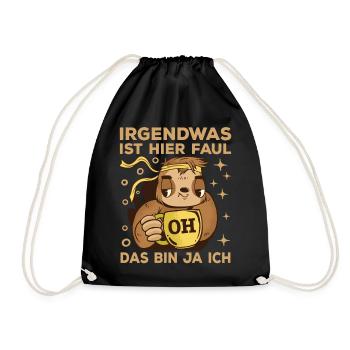 Faultier Kaffee - Turnbeutel - Schwarz - Vorne