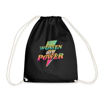 Women will rise - Frauenpower - Gleichberechtigung - Turnbeutel - Schwarz - Vorne