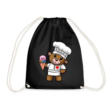 Teddy Cream Pastry Chef Candy Cream Shop Kid - Drawstring Bag - black - Front