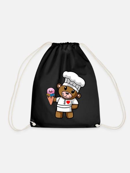 Teddy Eiscreme Konditor Süßigkeiten Eisdiele Kind - Turnbeutel - Schwarz
