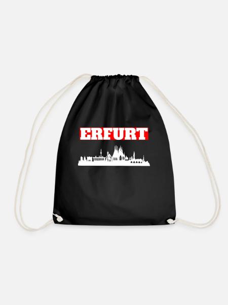Skyline Erfurt Geschenk - Turnbeutel - Schwarz
