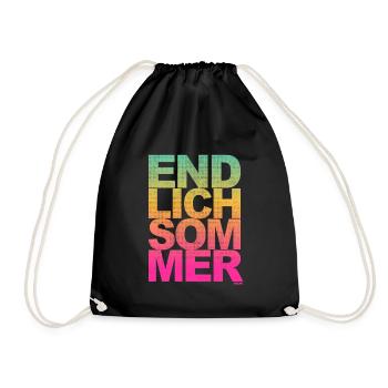 Endlich Sommer - Urlaub, Sonne, Outdoor - Turnbeutel - Schwarz - Vorne